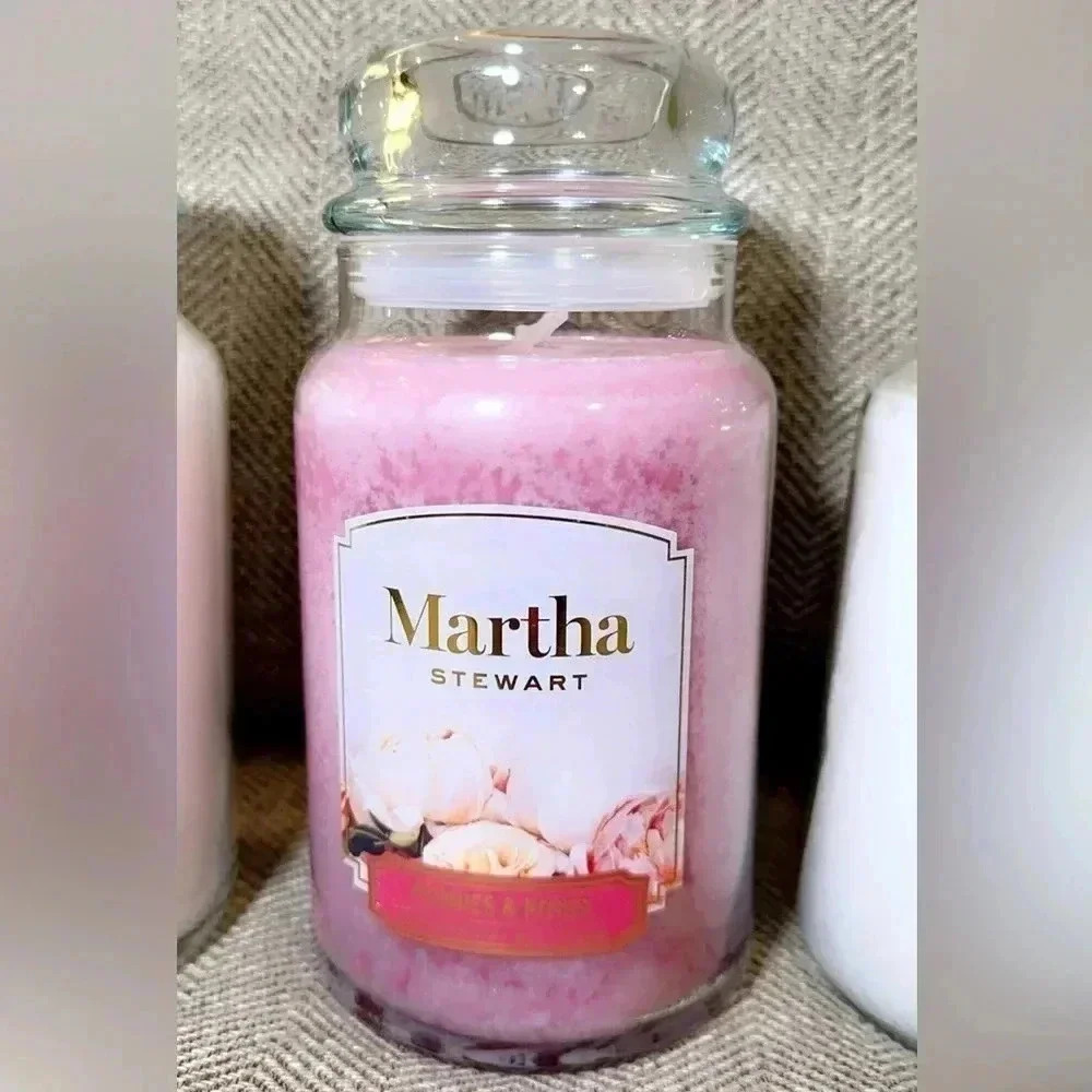 NWT Martha Stewart Home Designer Large 2 Wick Scented Candle Glass Jar w/Lid
